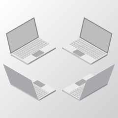 Mockup laptop Isometric Vector Illustration. Vector 3d isometric isolated laptop on white background.