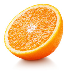 Ripe orange half isolated on white background. Orange citrus fruit with clipping path. Full depth...