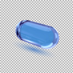 Blue capsule  .Crystal glass capsule .Isolated Pills .Desing element vector .