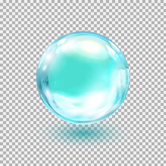 Glass ball vector .Blue Crystal Magic Ball .Realistic balloon for labels, advertising . 