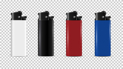 Plastic Lighter disposable realistic 3d vector isolated, mock up