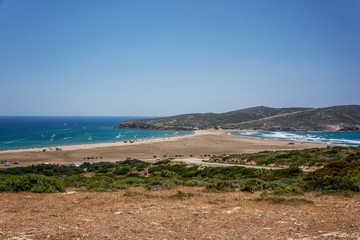 Wide angle view to Prasonisi on Rhodes island, Greece