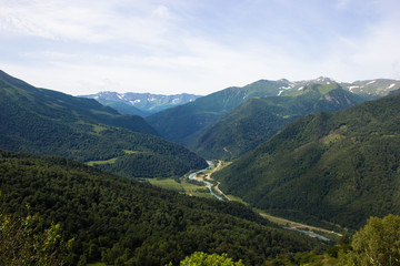 Fototapeta na wymiar aerial view of a river in the mountains
