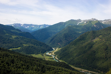 Fototapeta premium aerial view of a river in the mountains