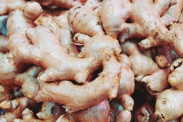 pile of Fresh ginger for sell in fresh market