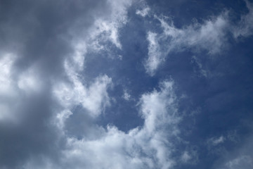 background white fluffy clouds high in the sky