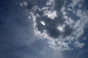 background white fluffy clouds high in the sky