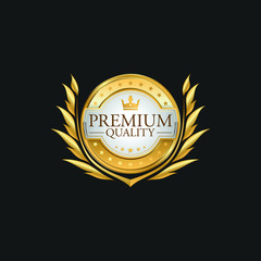 Fototapeta na wymiar Circle Premium Quality Badge Label Luxury Gold Design Element Template for packaging