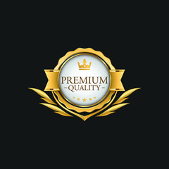 Circle Premium Quality Badge Label Luxury Gold Design Element Template for packaging