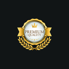 Circle Premium Quality Badge Label Luxury Gold Design Element Template for packaging