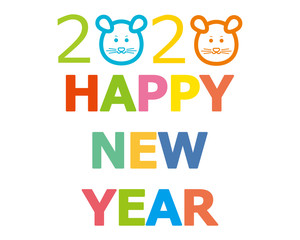 ねずみ　ねずみ年　2020年　年賀状　イラスト