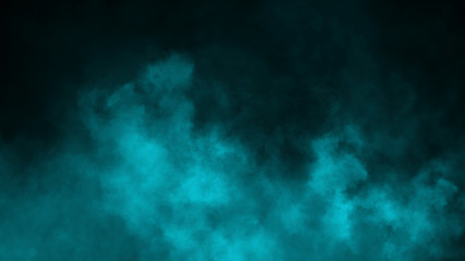 Blue fog and mist effect on black background. Smoke texture . Design element
