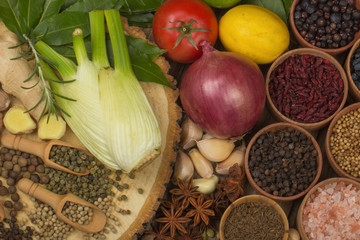 various spices background
