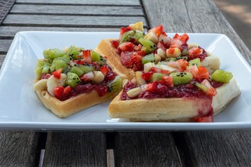 tropical fruit waffles