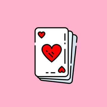 recommend clip art: Heart poker card icon. Love game symbol isolated on pink background. Vector illustration.