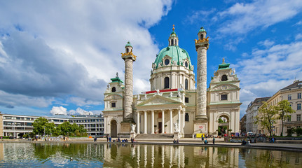Fototapeta na wymiar Wien Vienna Karl´s Church Panorama