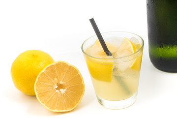 Persian lime Caipisake. Caipirinha de lima with saque.