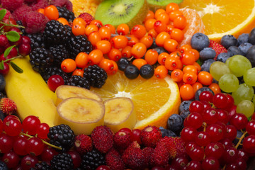 set of fruits and berries background