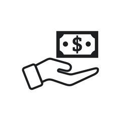 Pictograph of dollar money on hand line icon vector