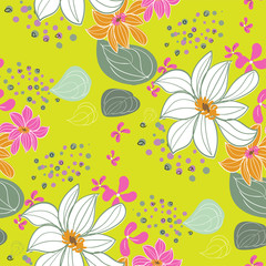 vector stylized modern seamless floral pattern scandinavian