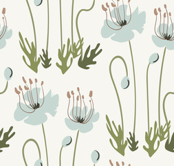 vector stylized modern seamless floral pattern scandinavian © CharlieNati