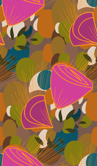 vector stylized modern seamless floral pattern scandinavian