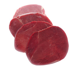 steaks of fresh raw beef isolated on white