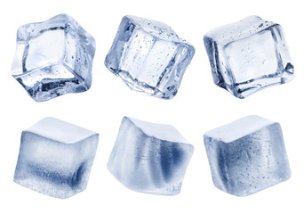 Collection of ice cubes, isolated on white background
