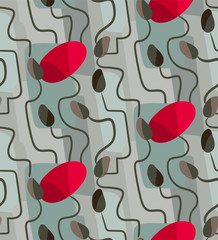 geometric glower poppies seamless pattern vector floral design primitive scandinavian