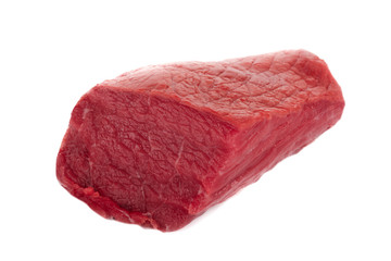 cut of fresh raw beef isolated on white background
