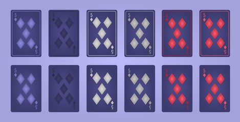 Fototapeta premium Five of diamonds. Deck in the USA flag colors for the Independence Day