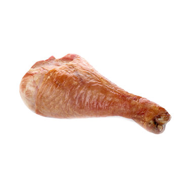 roasted leg of turkey hen isolated on white background