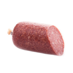 half of sausage isolated on white background