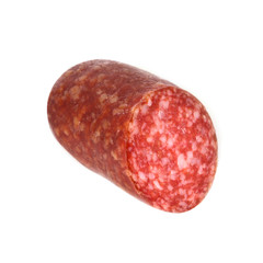 half of sausage isolated on white background