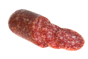 cuted sausage isolated on white background