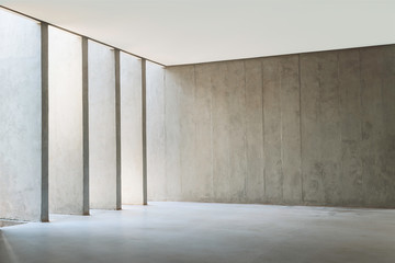 Empty concrete wall with lateral sunlight.