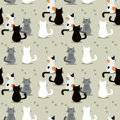 Materiał do szycia Cute cat seamless pattern.