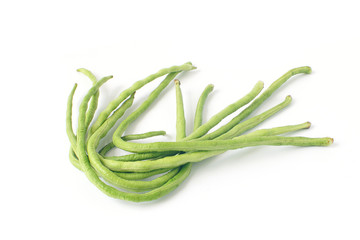 A bunch of Long bean vegetable isolated on white background