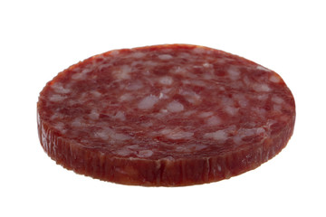 slice of sausage isolated on white background