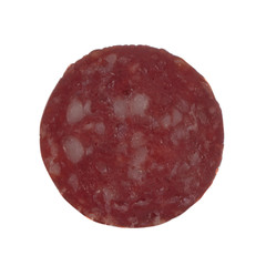 slice of sausage isolated on white background