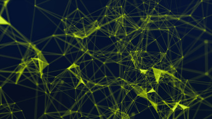 Blurry abstract  3d Abstract Background Network concept . Future backgroundTechnology concept. 3d landscape. Big data. Lanscape with connections dots and lines on dark background. Big data.