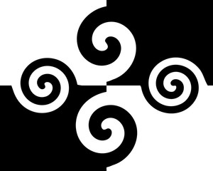 Simply black and white swirl illustration.