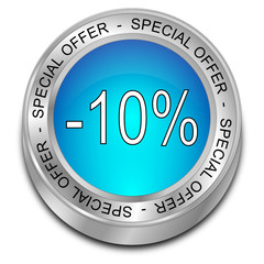 Special Offer -10% Discount button - 3D illustration