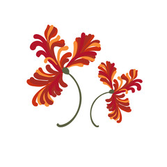 Fototapeta premium red tulips flowers card vector floral design element primitive scandinavian