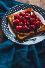 Ruspberry toast with chocolate