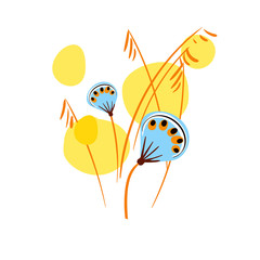 yellow blue card vector floral design element primitive scandinavian