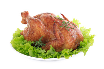 grilled chicken with spices isolated on white background