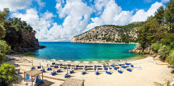 Arsanas beach, wild and small beach in the northeastern island of Thassos, Greece