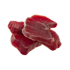 heap of dried slices of chicken carpaccio isolated on white