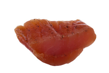 slice of dried chicken isolated on white